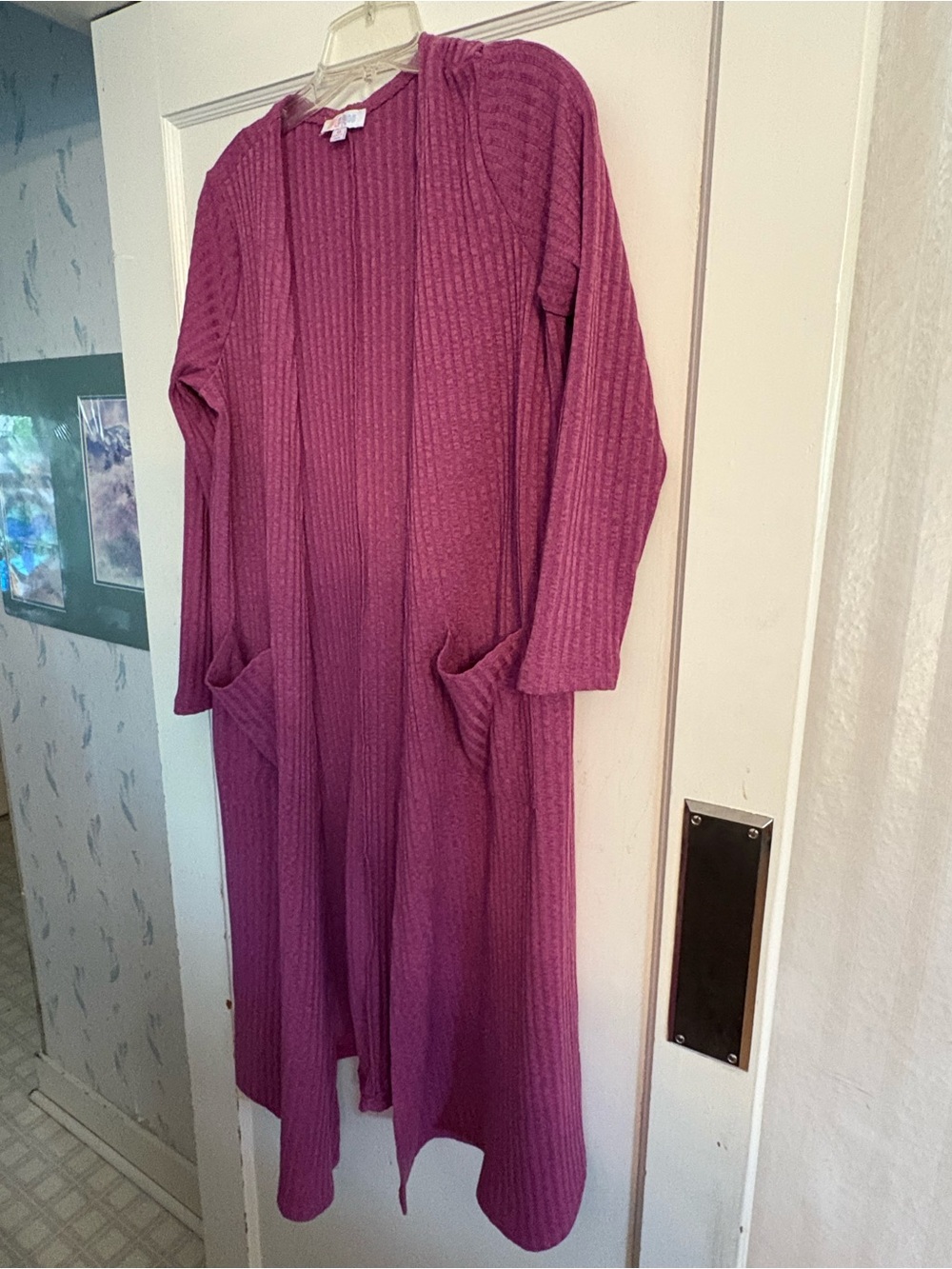 LuLaRoe Ribbed Longline Open-Front Cardigan - Magenta